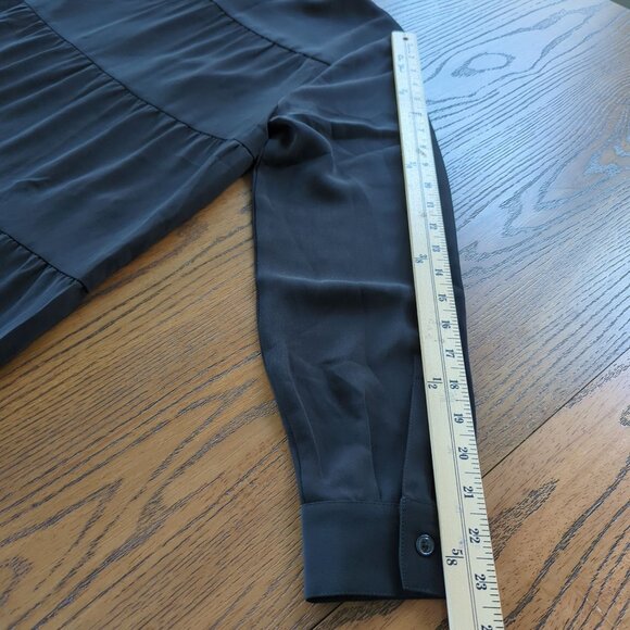 J. Jill Wearever Collection Black Shirt Dress M Button Front Ruffle Tiered Back - Picture 14 of 16